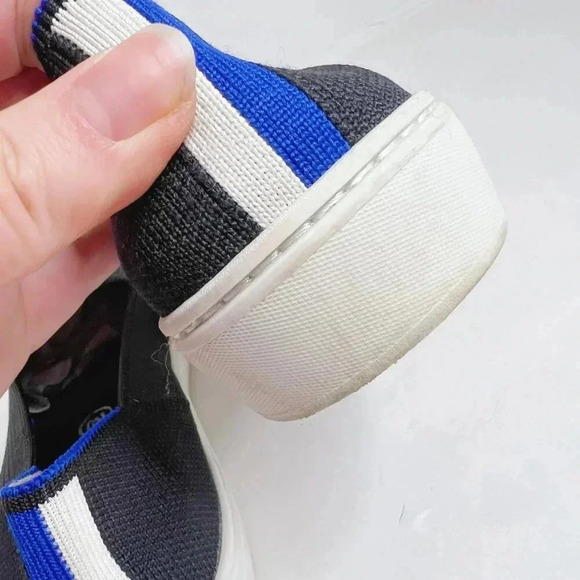 Rothy's Black Blue and White Stripes Slip On Sneakers Size 6 - Picture 9 of 9